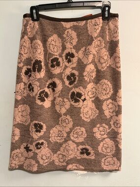 Missoni Floral Knit Pencil Skirt in Pink and Brown